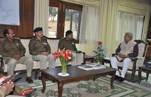 The Governor of Arunachal Pradesh Shri PB Acharya with Heads of Security Agencies in the Gyatri Hall at Raj Bhavan Itanagar on 1st February� 2017.